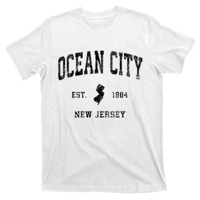 Ocean City New Jersey Nj Vintage Athletic Black Sports Desig T-Shirt