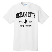 Ocean City New Jersey Nj Vintage Athletic Black Sports Desig Tall T-Shirt