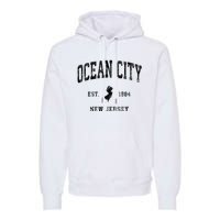 Ocean City New Jersey Nj Vintage Athletic Black Sports Desig Premium Hoodie