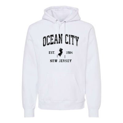 Ocean City New Jersey Nj Vintage Athletic Black Sports Desig Premium Hoodie