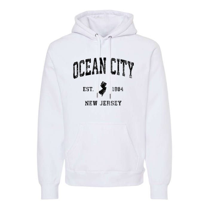 Ocean City New Jersey Nj Vintage Athletic Black Sports Desig Premium Hoodie