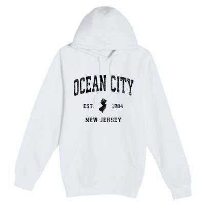 Ocean City New Jersey Nj Vintage Athletic Black Sports Desig Premium Pullover Hoodie