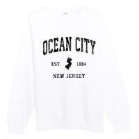 Ocean City New Jersey Nj Vintage Athletic Black Sports Desig Premium Crewneck Sweatshirt