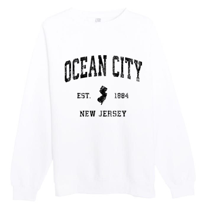 Ocean City New Jersey Nj Vintage Athletic Black Sports Desig Premium Crewneck Sweatshirt