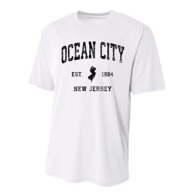 Ocean City New Jersey Nj Vintage Athletic Black Sports Desig Performance Sprint T-Shirt