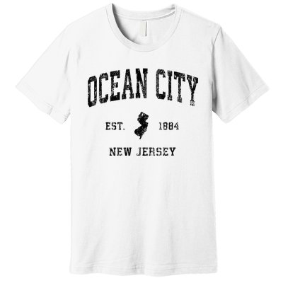 Ocean City New Jersey Nj Vintage Athletic Black Sports Desig Premium T-Shirt