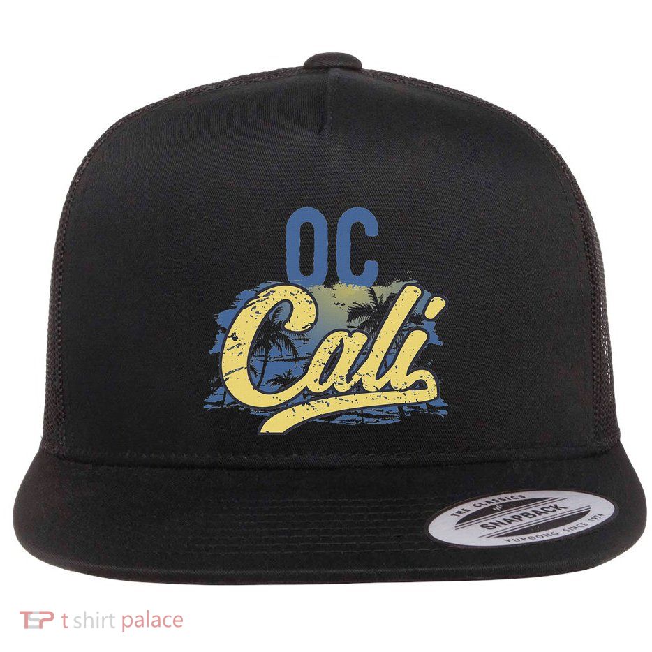 Oc Cali Orange County California Beach Sun Surf Flat Bill Trucker Hat