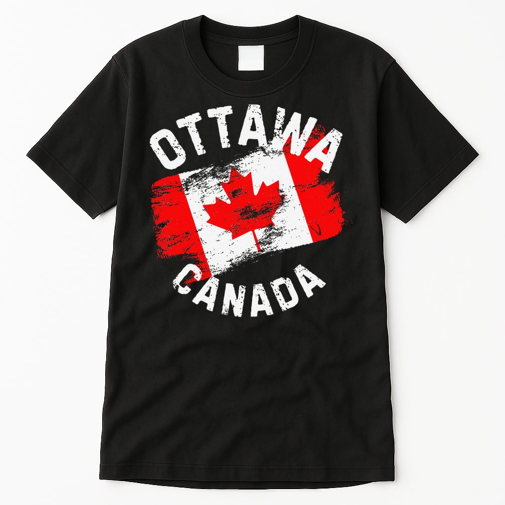 Ottawa Canada Ontario Canadian Maple Leaf Flag Tall T-Shirt