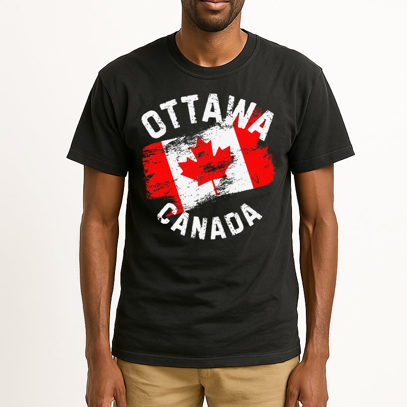 Ottawa Canada Ontario Canadian Maple Leaf Flag Tall T-Shirt