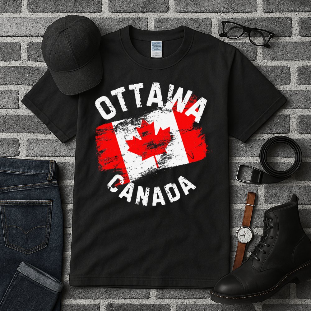 Ottawa Canada Ontario Canadian Maple Leaf Flag Tall T-Shirt