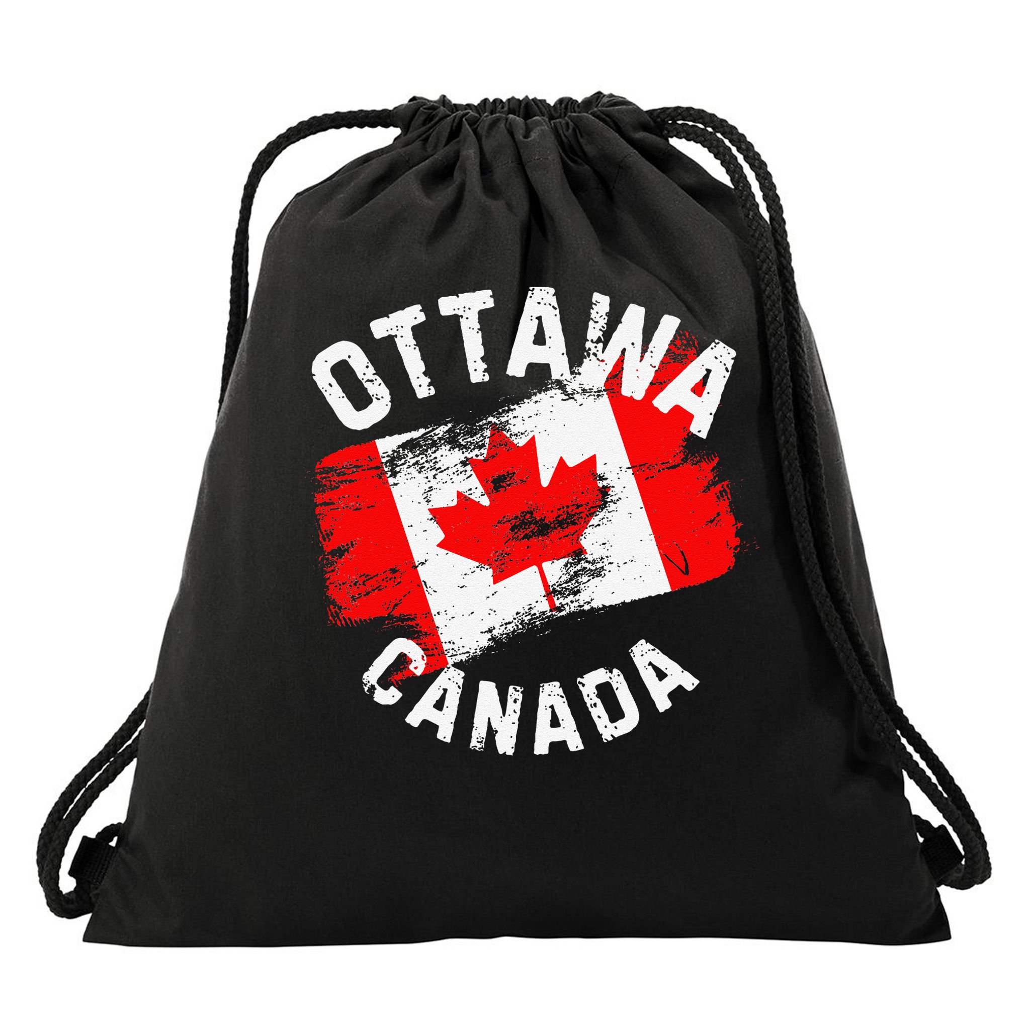 Ottawa Canada Ontario Canadian Maple Leaf Flag Drawstring Bag