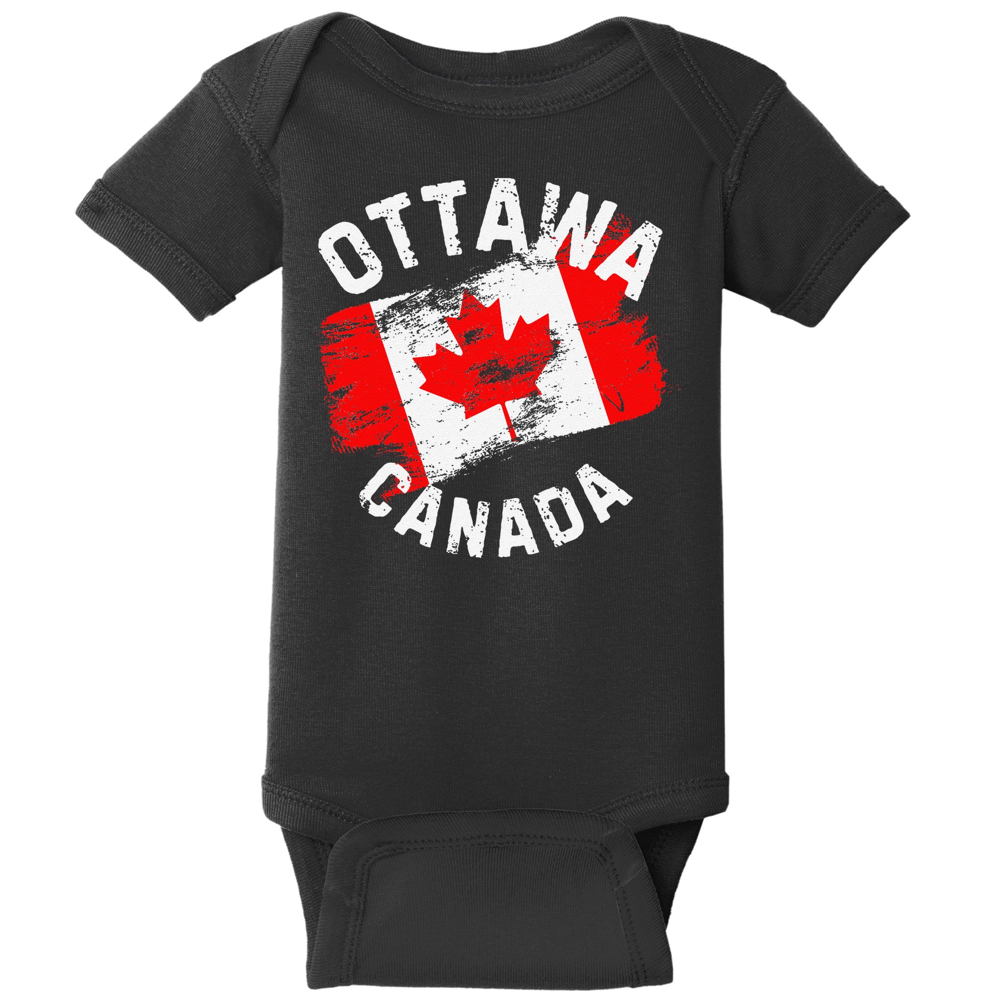 Ottawa Canada Ontario Canadian Maple Leaf Flag Baby Bodysuit