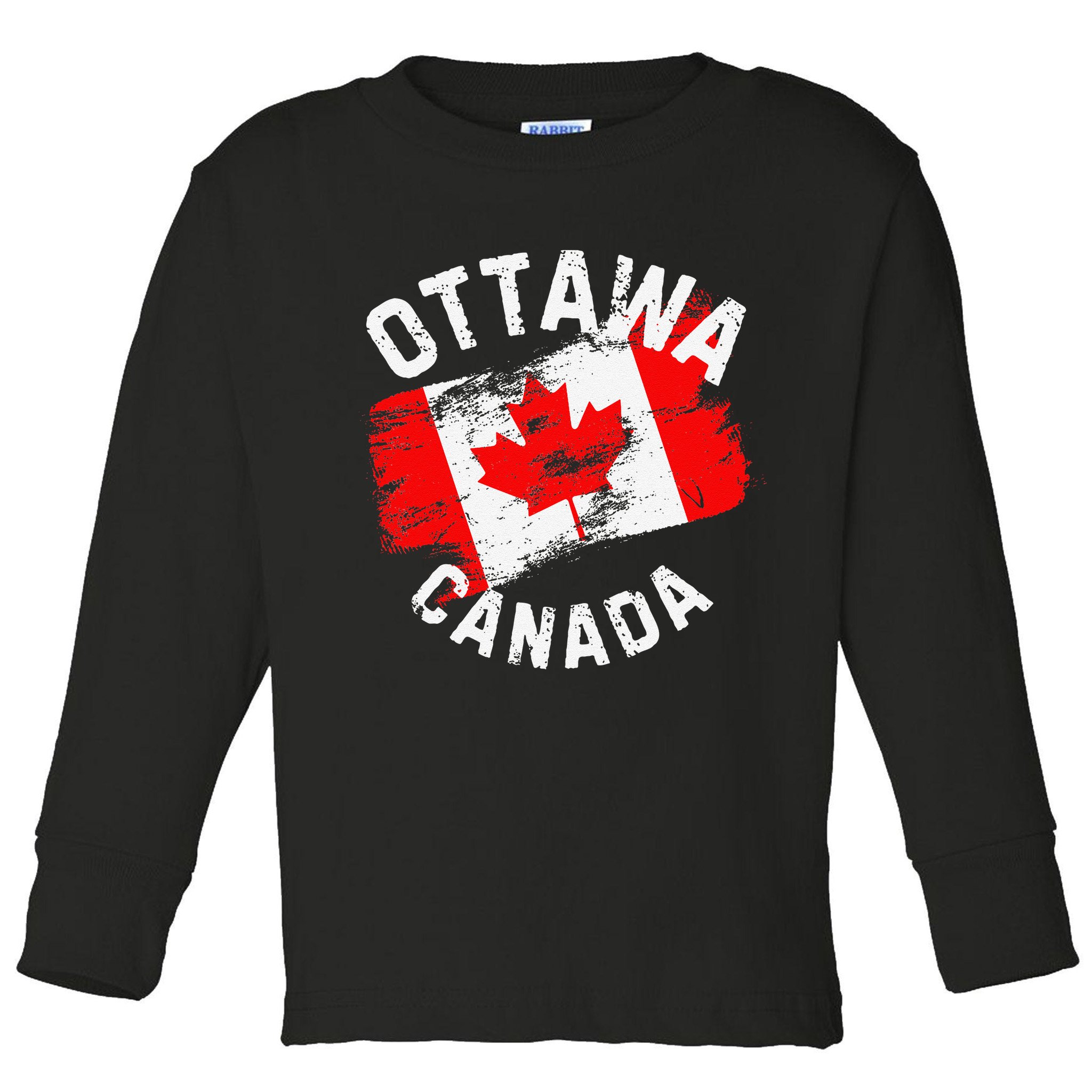 Ottawa Canada Ontario Canadian Maple Leaf Flag Toddler Long Sleeve Shirt