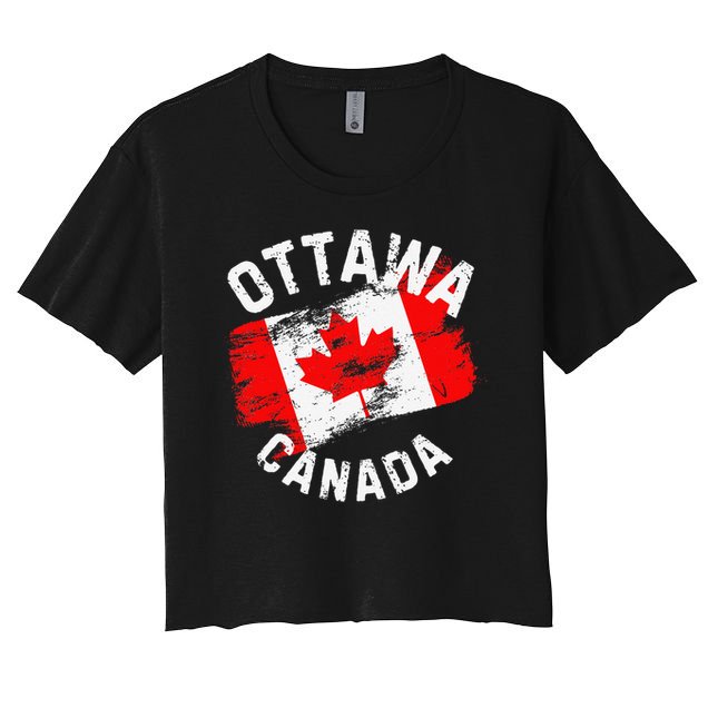 Ottawa Canada Ontario Canadian Maple Leaf Flag Women's Crop Top Tee