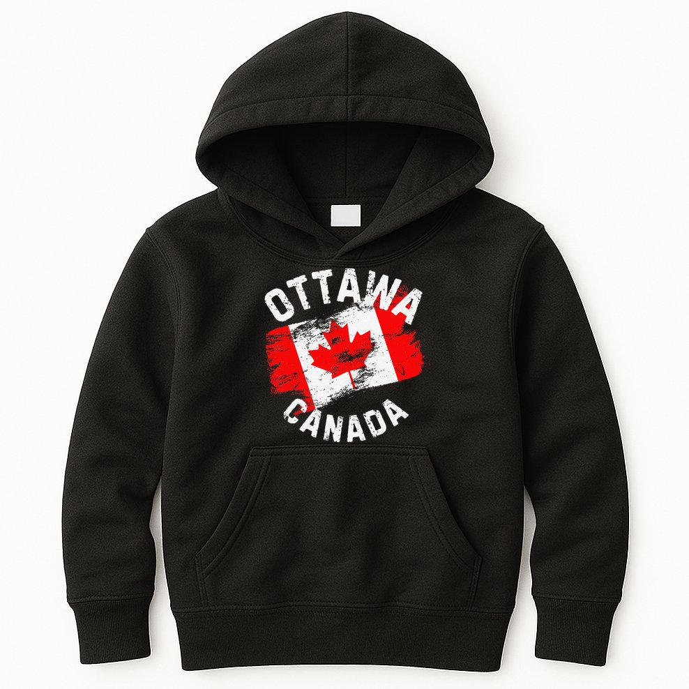 Ottawa Canada Ontario Canadian Maple Leaf Flag Kids Hoodie