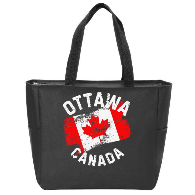 Ottawa Canada Ontario Canadian Maple Leaf Flag Zip Tote Bag