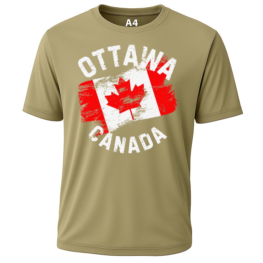Ottawa Canada Ontario Canadian Maple Leaf Flag Cooling Performance Crew T-Shirt