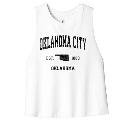 Oklahoma City Oklahoma Ok Vintage Established Sports Design Women's Racerback Cropped Tank