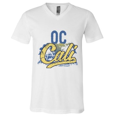 Oc Cali Orange County California Beach Sun Surf V-Neck T-Shirt