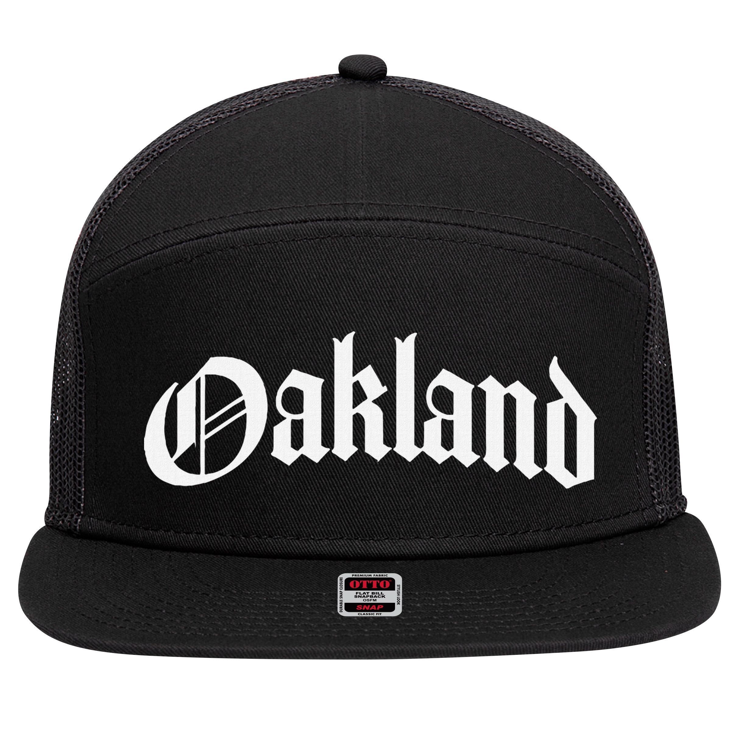 Oakland California 7 Panel Mesh Trucker Snapback Hat