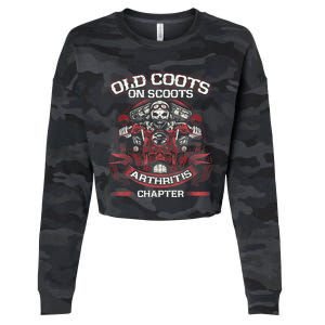 Old Coots On Scoots Biker Motorcycles Retirement Funny Cropped Pullover Crew