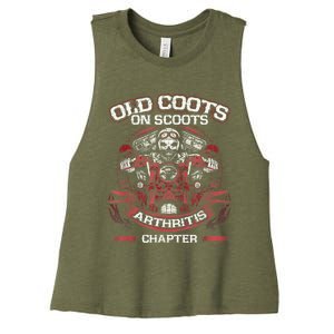 Old Coots On Scoots Biker Motorcycles Retirement Funny Women's Racerback Cropped Tank