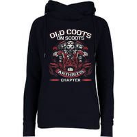 Old Coots On Scoots Biker Motorcycles Retirement Funny Womens Funnel Neck Pullover Hood