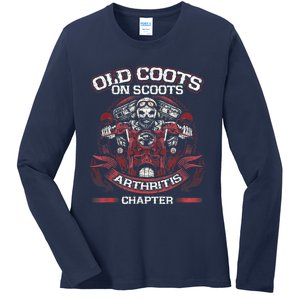 Old Coots On Scoots Biker Motorcycles Retirement Funny Ladies Long Sleeve Shirt