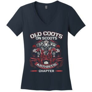 Old Coots On Scoots Biker Motorcycles Retirement Funny Women's V-Neck T-Shirt