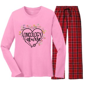 Oncology Crew Oncology Nurse Gift Women's Long Sleeve Flannel Pajama Set 