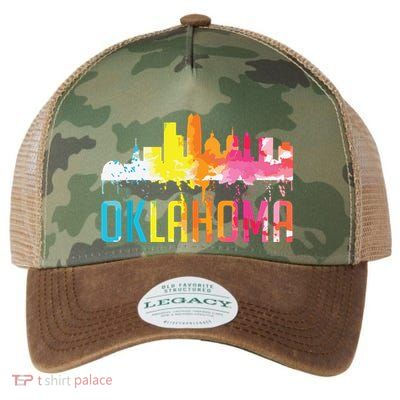 Oklahoma City Ok Retro Watercolor Skyline Art Souvenir Gift Legacy Tie Dye Trucker Hat