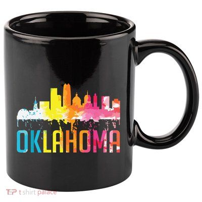 Oklahoma City Ok Retro Watercolor Skyline Art Souvenir Gift 11oz C Handle Ceramic Mug