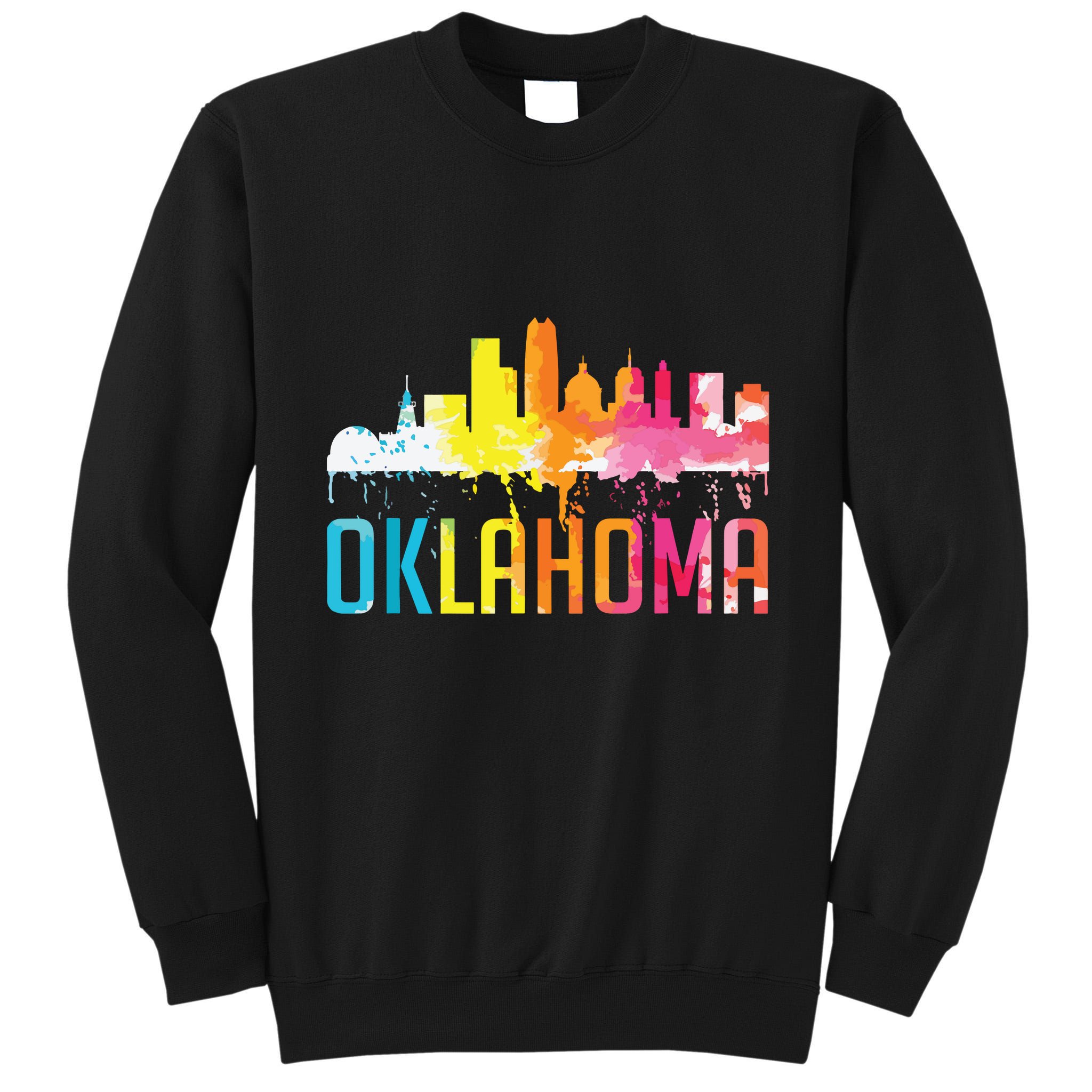 Oklahoma City Ok Retro Watercolor Skyline Art Souvenir Gift Tall Sweatshirt