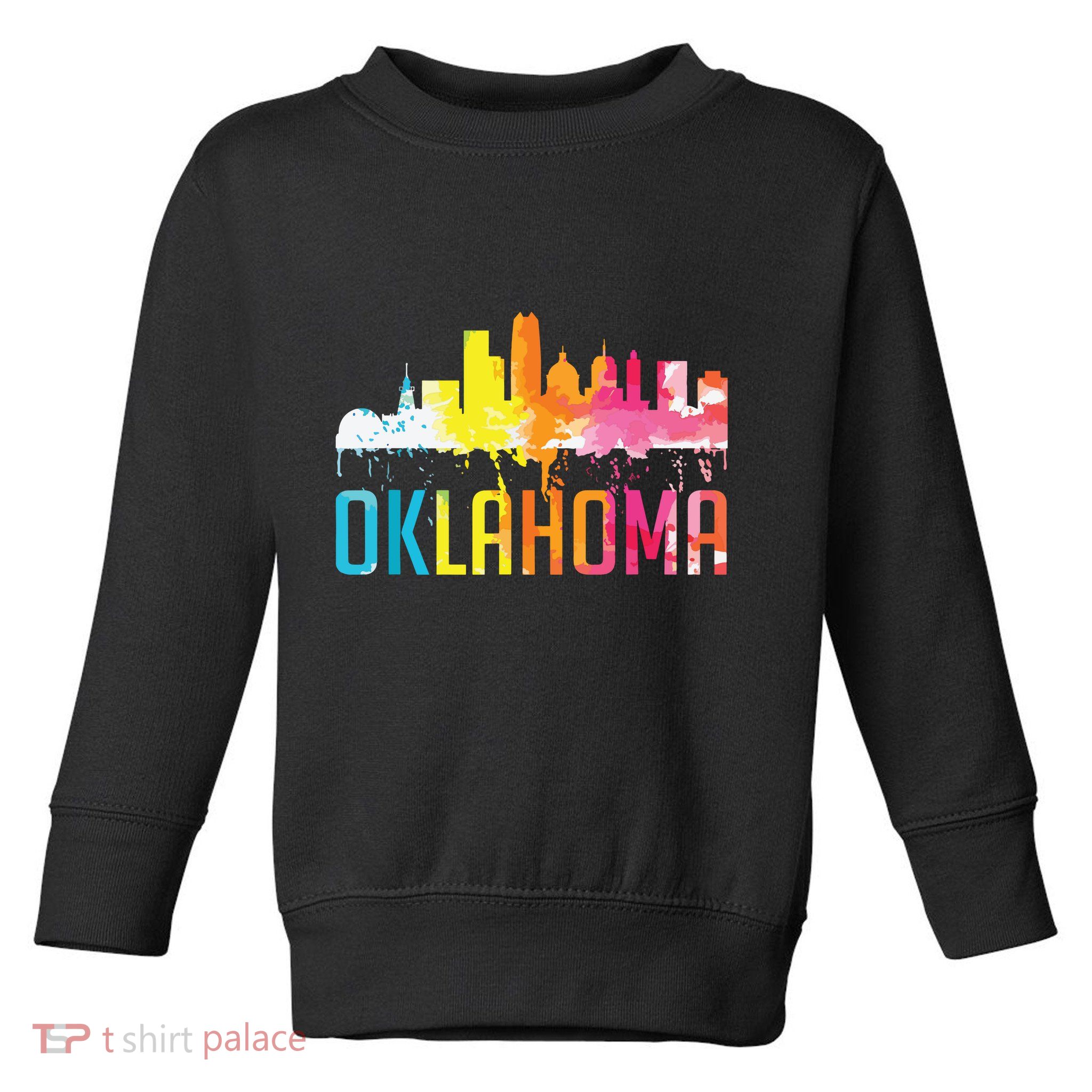 Oklahoma City Ok Retro Watercolor Skyline Art Souvenir Gift Toddler Sweatshirt