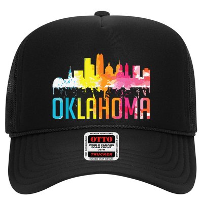 Oklahoma City Ok Retro Watercolor Skyline Art Souvenir Gift Trucker Hat