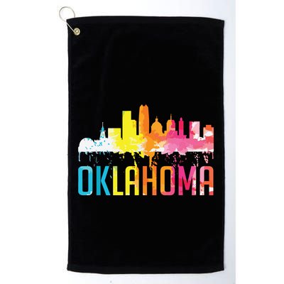 Oklahoma City Ok Retro Watercolor Skyline Art Souvenir Gift Golf Towel