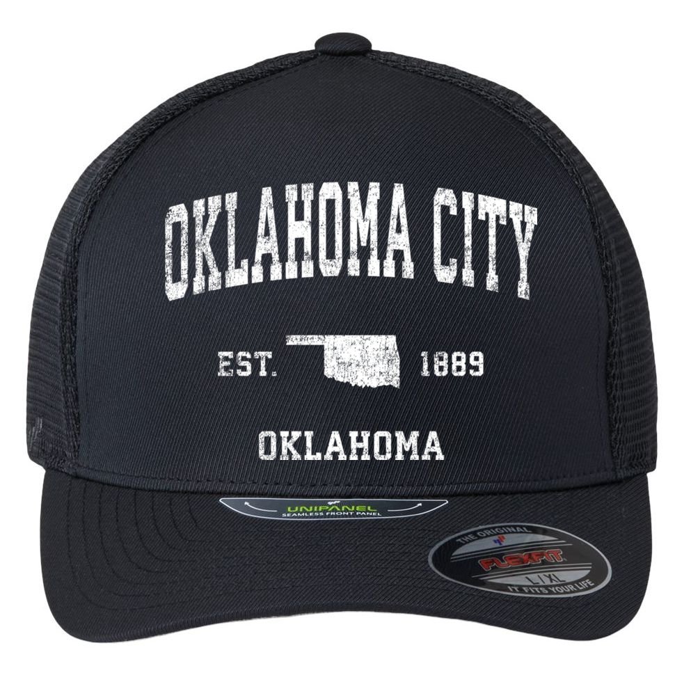 Oklahoma City Oklahoma Ok Vintage Sports Flexfit Unipanel Trucker Cap