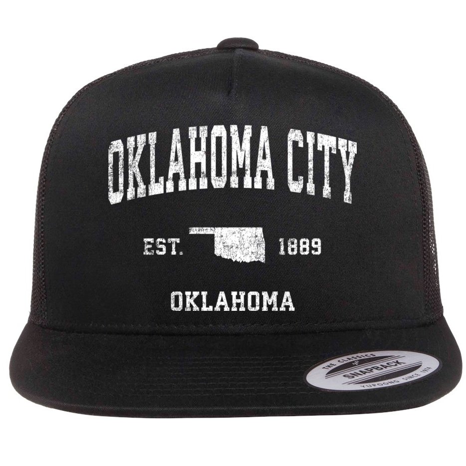 Oklahoma City Oklahoma Ok Vintage Sports Flat Bill Trucker Hat