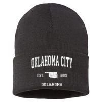 Oklahoma City Oklahoma Ok Vintage Sports Sustainable Knit Beanie