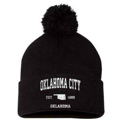 Oklahoma City Oklahoma Ok Vintage Sports Pom Pom 12in Knit Beanie