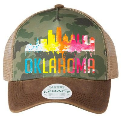 Oklahoma City Ok Retro Watercolor Skyline Art Souvenir Gift Legacy Tie Dye Trucker Hat