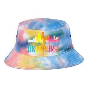 Oklahoma City Ok Retro Watercolor Skyline Art Souvenir Gift Tie Dye Newport Bucket Hat