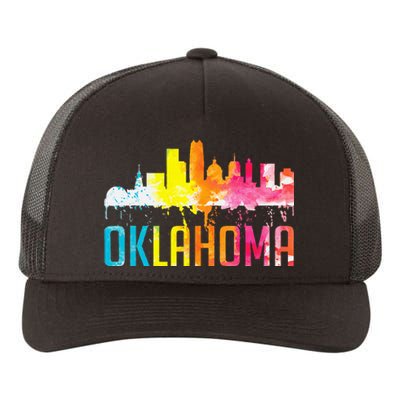 Oklahoma City Ok Retro Watercolor Skyline Art Souvenir Gift Yupoong Adult 5-Panel Trucker Hat