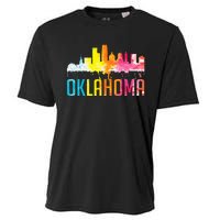 Oklahoma City Ok Retro Watercolor Skyline Art Souvenir Gift Cooling Performance Crew T-Shirt