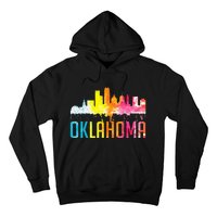 Oklahoma City Ok Retro Watercolor Skyline Art Souvenir Gift Hoodie