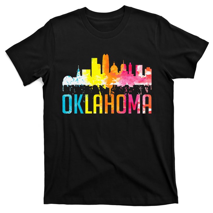 Oklahoma City Ok Retro Watercolor Skyline Art Souvenir Gift T-Shirt