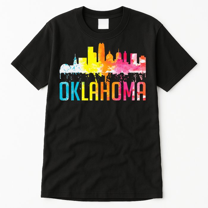 Oklahoma City Ok Retro Watercolor Skyline Art Souvenir Gift Tall T-Shirt