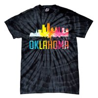 Oklahoma City Ok Retro Watercolor Skyline Art Souvenir Gift Tie-Dye T-Shirt