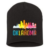 Oklahoma City Ok Retro Watercolor Skyline Art Souvenir Gift Short Acrylic Beanie