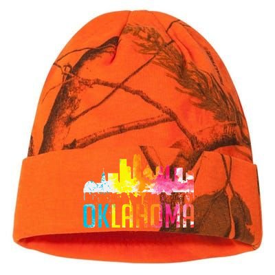 Oklahoma City Ok Retro Watercolor Skyline Art Souvenir Gift Kati Licensed 12" Camo Beanie